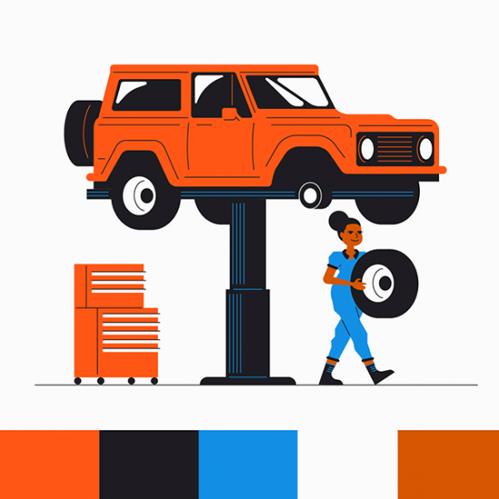 orange-blue-black-brown