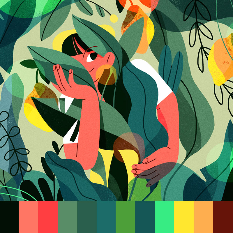 green-yellow-orange-brown-red
