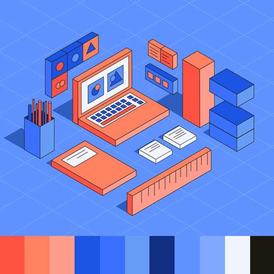 red-orange-blue-palette